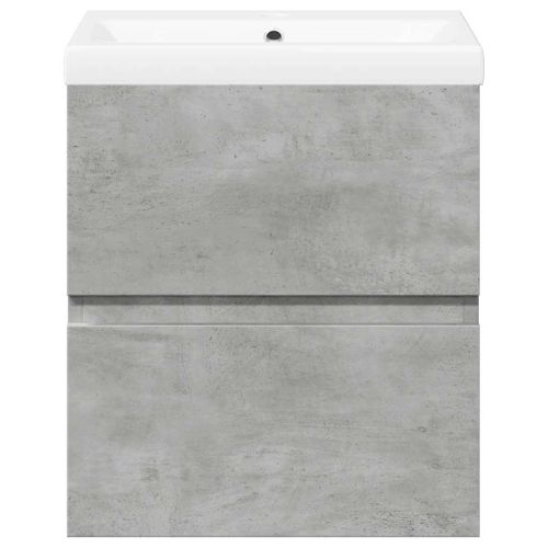 Комплект мебели за баня от 2 части бетонно сив инженерно дърво