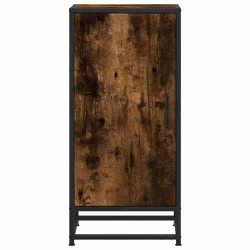 Сайдборд, опушен дъб, 35,5x35x76 см, инженерно дърво и метал