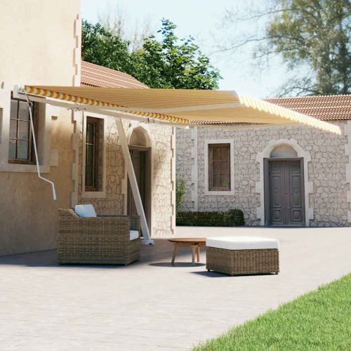 Свободностояща ръчно прибираща се тента 600x300 см жълто/бяло