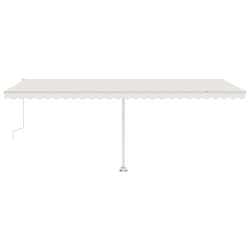 Автоматичен сенник, LED и сензор за вятър, 600x300 см, кремав