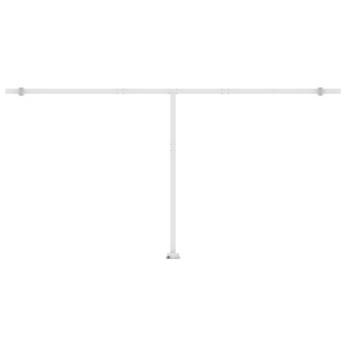 Ръчно прибиращ се сенник с LED, 600x350 см, кремав