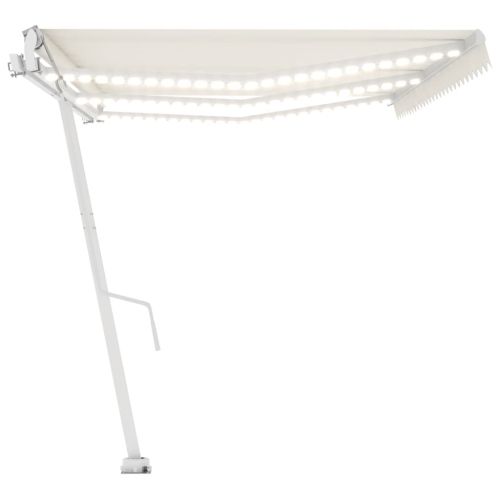 Автоматичен сенник с LED и сензор за вятър 600x350 см кремав