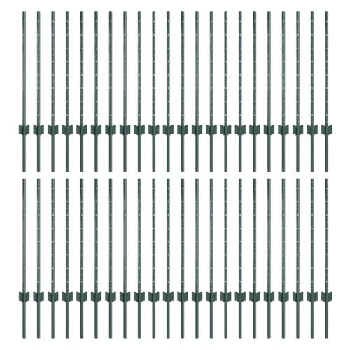Стълб за ограда. 44 pcs Зелен 120 cm Стомана