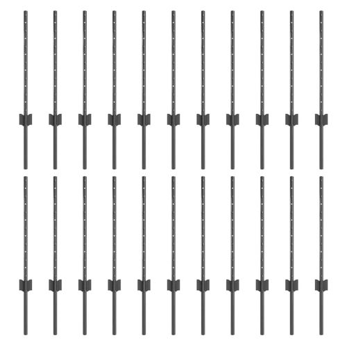 Стълб за ограда. 22 pcs Сив 100 cm Стомана