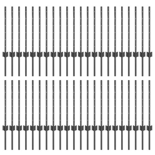 Стълб за ограда. 44 pcs Сив 100 cm Стомана