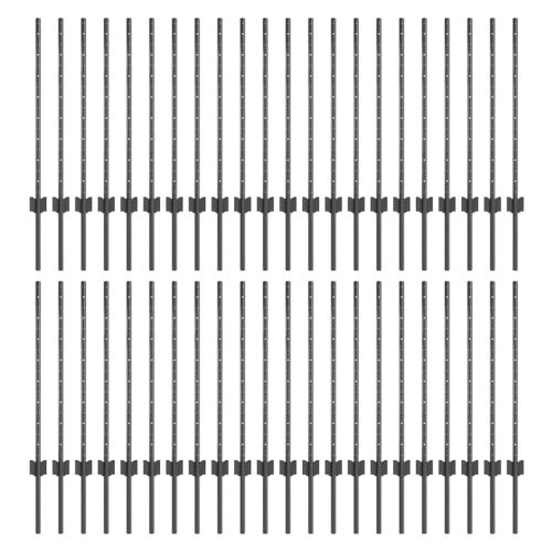 Стълб за ограда. 44 pcs Сив 120 cm Стомана