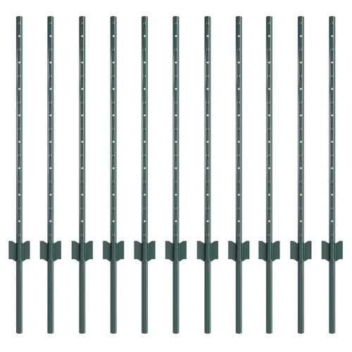 Стълб за ограда. 11 pcs Зелен 120 cm Стомана