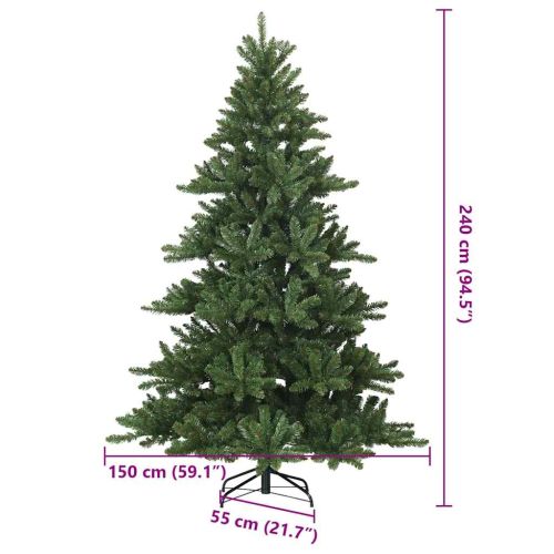 Изкуствено коледно дърво с хингед Зелен 240 cm ПВЦ, стомана