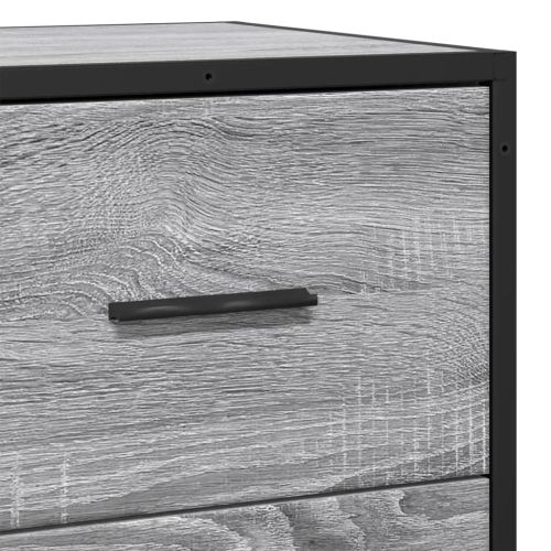 Сайдборд, сив сонома, 35,5x35x76 см, инженерно дърво и метал