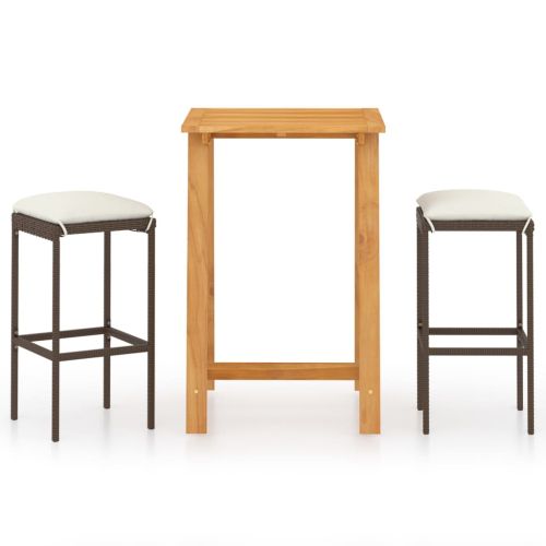 Градински бар комплект с възглавници, 3 части, кафяв