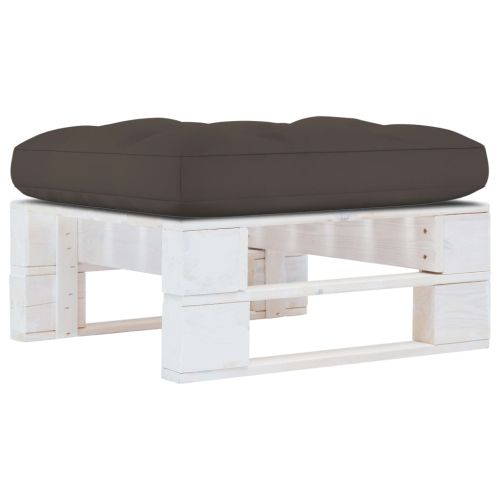 Градинска палетна табуретка бяло импрегнирано борово дърво