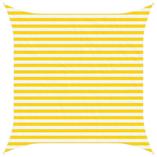 Открит слънцезащитен плат Жълт и бял 3 x 3 m