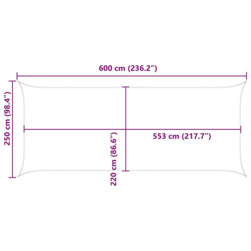 Слънчево платно за сянка Кафяво 6 x 2,5 м