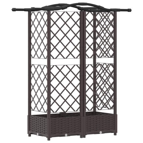 Повдигнато легло с решетка и покривка Кафяво 124 х 40 х 126 см