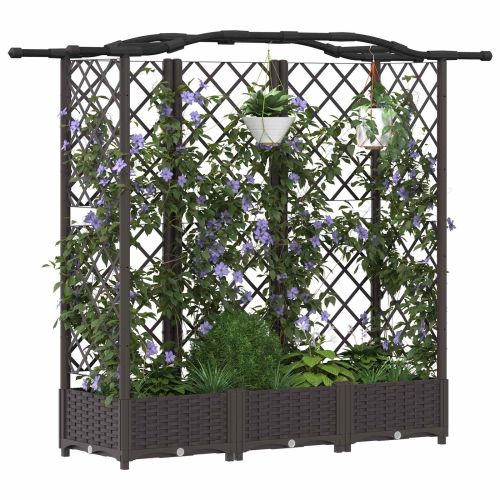 Повдигнато легло с решетка и покривка Кафяво 163 x 40 x 126 см