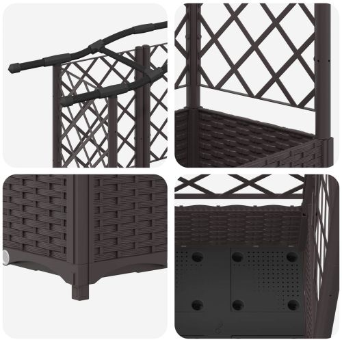 Повдигнато легло с решетка и покривка Кафяво 163 x 40 x 126 см