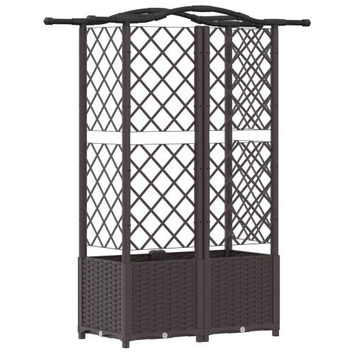 Повдигнато легло с решетка и покривка Кафяво 122 х 40 х 141 см