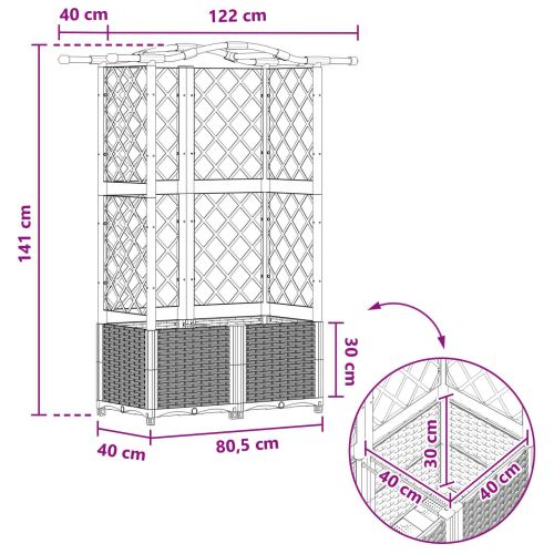 Повдигнато легло с решетка и покривка Кафяво 122 х 40 х 141 см