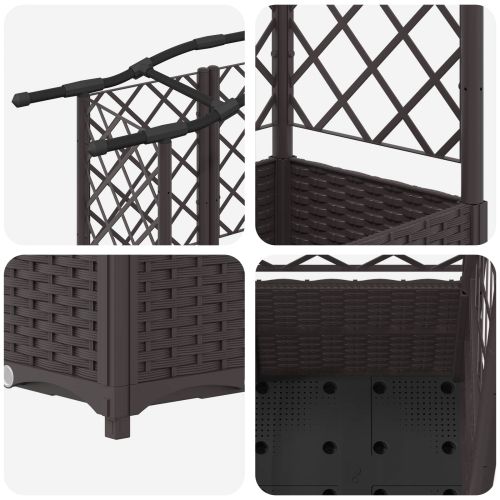 Повдигнато легло с решетка и покривка Кафяво 163 х 40 х 141 см