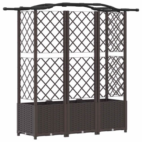 Повдигнато легло с решетка и покривка Кафяво 163 х 40 х 141 см