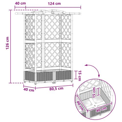 Повдигнато легло с решетка и покривка Черен 124 х 40 х 126 см
