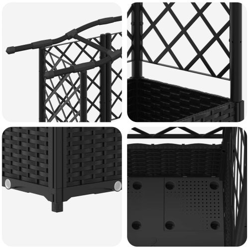 Повдигнато легло с решетка и покривка Черен 163 x 40 x 126 см