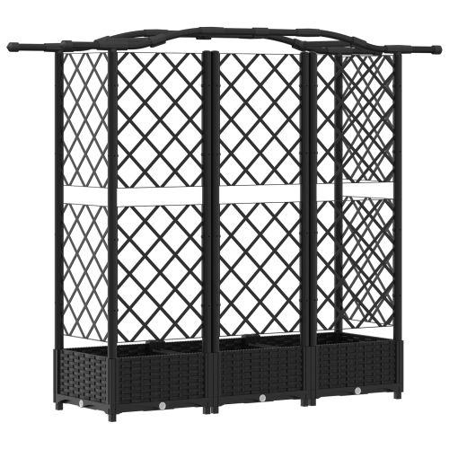 Повдигнато легло с решетка и покривка Черен 163 x 40 x 126 см