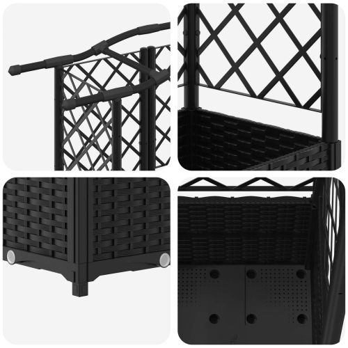 Повдигнато легло с решетка и покривка Черен 122 х 40 х 141 см