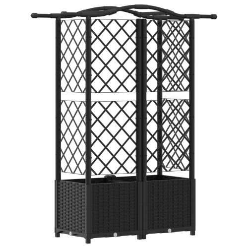 Повдигнато легло с решетка и покривка Черен 122 х 40 х 141 см