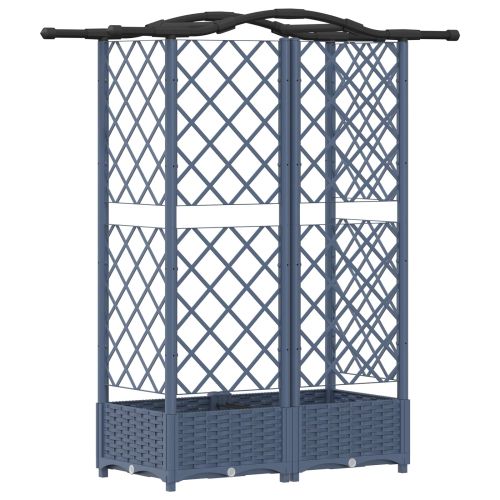 Повдигнато легло с решетка и покривка Сив 124 х 40 х 126 см ПП