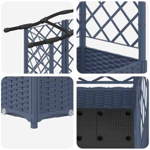 Повдигнато легло с решетка и покривка Сив 163 x 40 x 126 см ПП