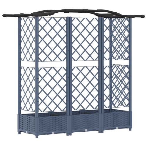 Повдигнато легло с решетка и покривка Сив 163 x 40 x 126 см ПП