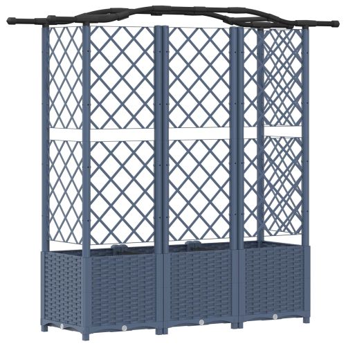 Повдигнато легло с решетка и покривка Сив 163 х 40 х 141 см ПП