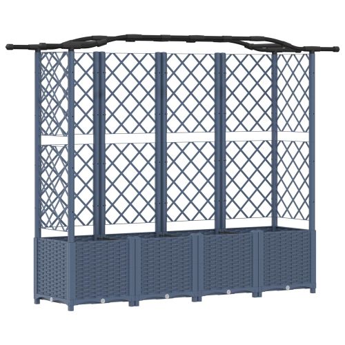 Повдигнато легло с решетка и покривка Сив 204 x 40 x 141 см ПП