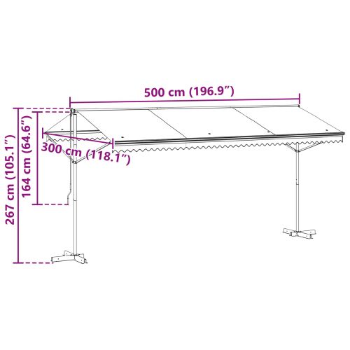 Самостоятелен сенник Антрацит 5 x 3 m Полиестер