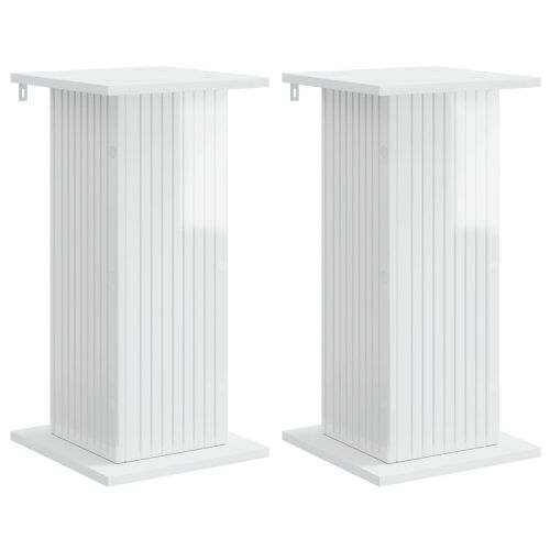 Стойка за растения 2 pcs Бял гланц 30,5 x 30 x 60,5 см