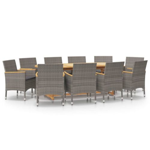 Градински трапезен комплект от 11 части с възглавници сив