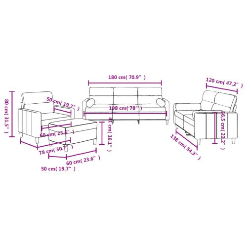 Комплект дивани 4 части с възглавници кафяв текстил