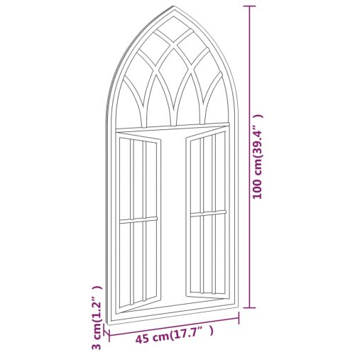 Огледало, черно, 100x45 см, желязо, за употреба на закрито