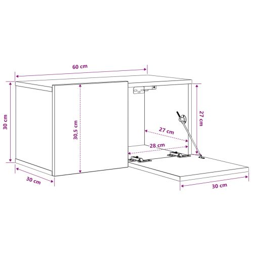 Комплект ТВ шкаф 2 pcs Черно 60 x 30 x 30 cm Инженерно дърво