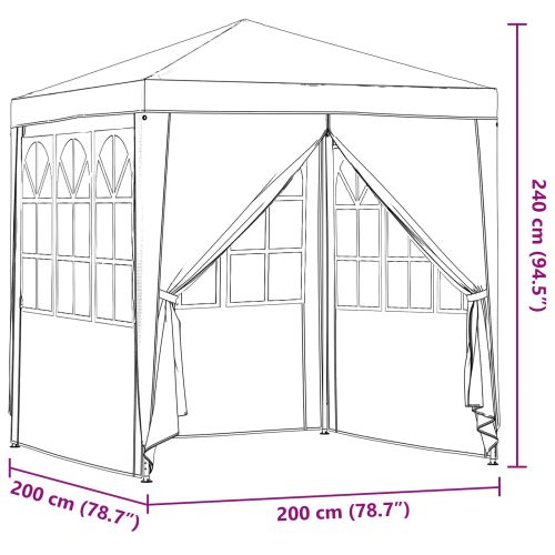 Парти шатър Светлосиво 200 x 200 x 240 см Полиетилен и стомана