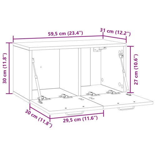 Стенно монтиран ТВ шкаф Опушен дъб 59,5 x 31 x 30 см