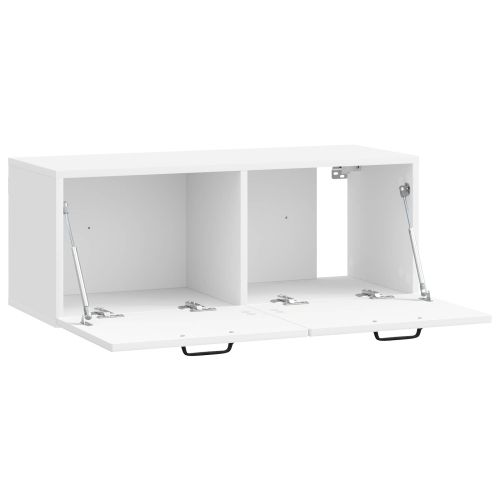 Стенно монтиран ТВ шкаф Бял гланц 78,5 x 31 x 30 см