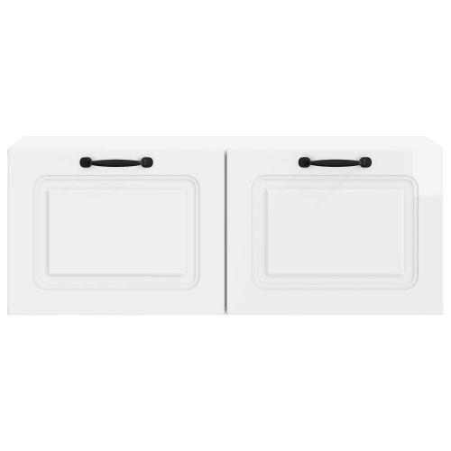 Стенно монтиран ТВ шкаф Бял гланц 78,5 x 31 x 30 см