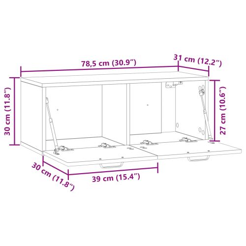 Стенно монтиран ТВ шкаф Бял гланц 78,5 x 31 x 30 см