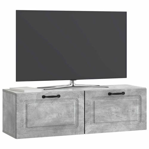 Стенно монтиран ТВ шкаф Бетонно сиво 98 x 31 x 30 см