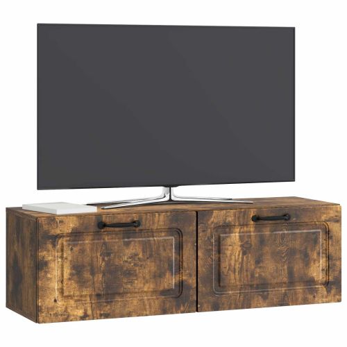 Стенно монтиран ТВ шкаф Опушен дъб 98 x 31 x 30 см