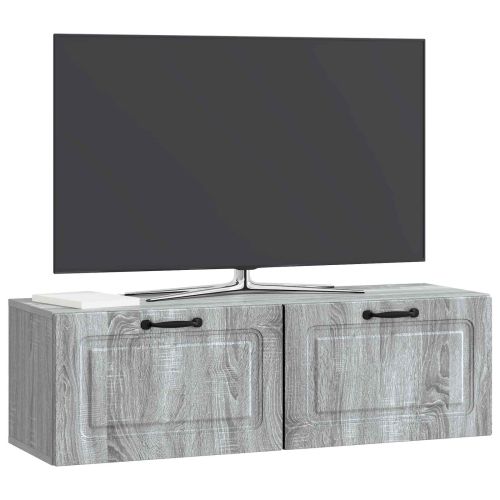 Стенно монтиран ТВ шкаф Сива сонома 98 x 31 x 30 см