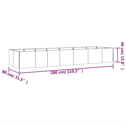 Градинска повдигната леха 280x80x40 см кортенова стомана