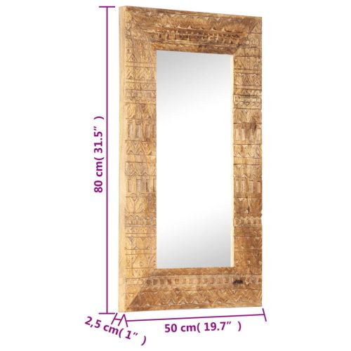 Ръчно резбовано огледало, 80x50x2,5 см, мангово дърво масив